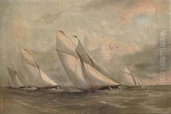 Racing Cutters Beating To Windward - view 1