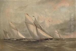 Racing Cutters Beating To Windward by Arthur Wellington Fowles