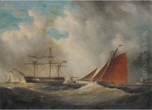 A Cutter And Man O' War In A Harbour Entrance; The Rescue