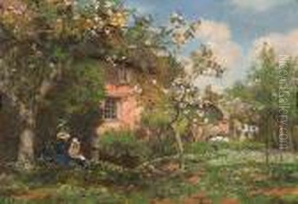 Cottage Garden With Seated Figures - view 1
