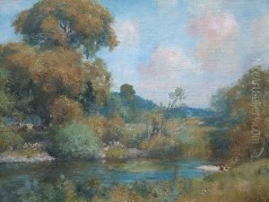 Wooded River Landscape by Charles James Fox