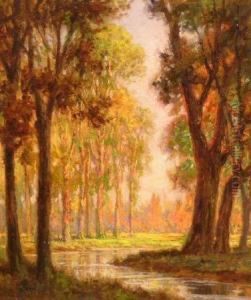 A Sunlit Wooded Landscape by George Fox