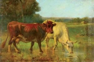 Cows Watering by Robert Atkinson Fox