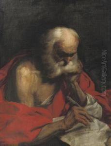 Saint Jerome Writing A Letter by Francesco Fracanzano