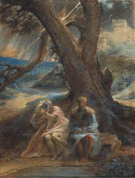 Le Roi Lear Et Le Bouffon Sous Un Arbre Pendant Une Tempete - view 1