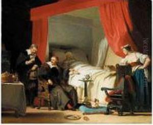 Cardinal Mazarin At The Deathbed Of Eustache Le Sueur by Alexandre Evariste Fragonard