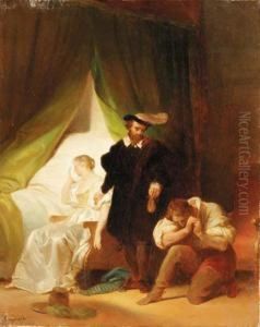 The Dismissal Of A Suitor--a Sketch by Alexandre Evariste Fragonard