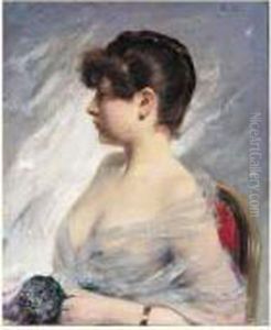 Jeune Femme Au Bouquet De Violettes
