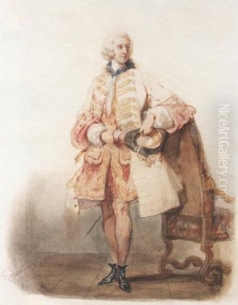 Standing Young Man Elegantly Dressed In An Eighteenth Century Fashion - view 1