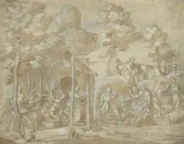 Allegorische Darstellung Des
Herbstes Mit Figuren, Die In Allen Stufen Der Bierherstellung Tatig
Sind, Mit Dionysischem Anklang. - view 1