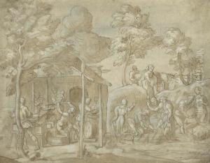 Allegorische Darstellung Des 
Herbstes Mit Figuren, Die In Allen Stufen Der Bierherstellung Tatig 
Sind, Mit Dionysischem Anklang. by Paolo Fiammingo