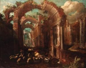 A Capriccio Of A Ruined Classical Arcade by Paolo Fiammingo