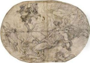Devils Dragging Damned Souls To Hell by Baldassarre Franceschini