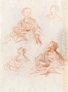 Recto: Studies Of A Female Figure Verso: Several Studies Of Male Figures by Baldassarre Franceschini