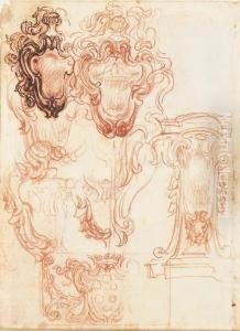 Seven Designs For Elaborate
Escutcheons, One With The Medici Arms(recto); Six Designs For Pedestals,
One Bearing A Bust(verso) by Baldassarre Franceschini