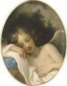Sleeping Cupid, In A Feigned Oval by Baldassarre Franceschini