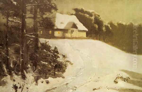 Winter. Manor at Dusk - view 1