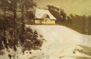 Winter. Manor at Dusk