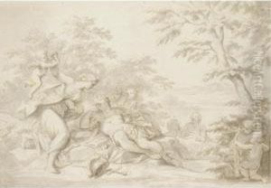 Armida And The Sleeping Rinaldo, On The Shore Of The River Orontes by Marcantonio Franceschini)