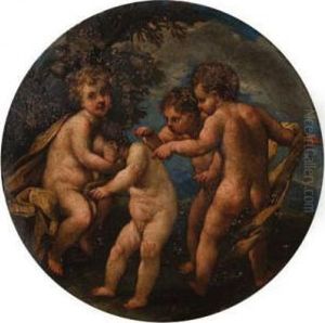 Putti Disporting In Landscapes by Marcantonio Franceschini)