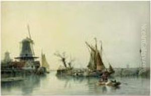 Scene De Peche Sur Le Canal