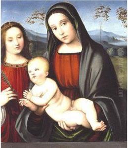 Madonna And Child With St. Catherine Of Alexandria by Francesco Francia