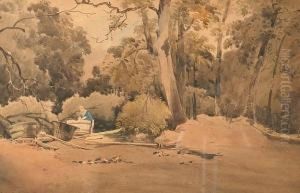 Washerwoman In A Woodland Clearing, 1813 by Francois Louis Thomas Francia