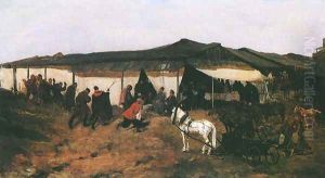 Market in a Provincial Town by Jozef Chelmonski
