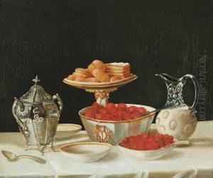Still Life Of Strawberries And Cream