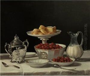 Still Life: Strawberries And Cream by John Francis