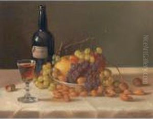 Still Life: Fruit And Wine Glass by John Defett Francis
