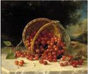 Still Life With Cherries In A Basket by John Defett Francis