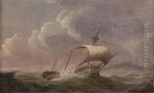 A Dismasted Merchantman Under Jury Rig Off The Coast
