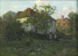 Farm Buildings With Figures by Thomas Edward Francis