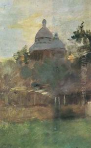 Landscape with a Church by Jozef Chelmonski