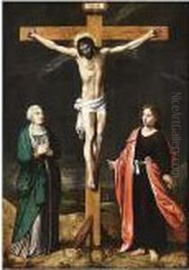 Christ On The Cross With The Virgin Mary And St. John The Baptist by Ambrosius Francken I