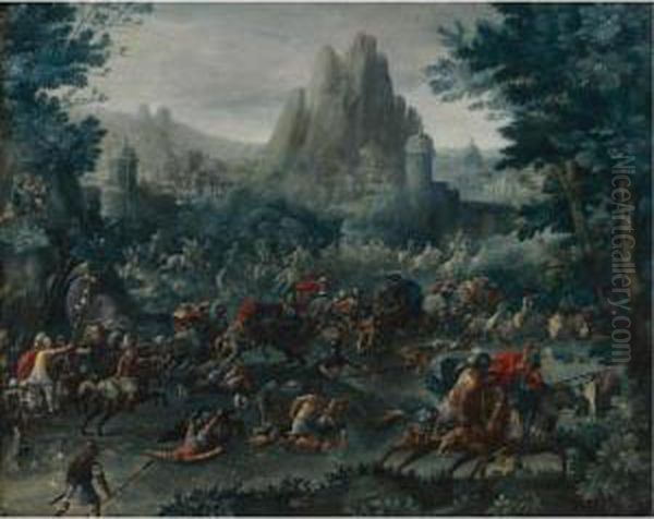 Battle Scene With A Mountainous Landscape Beyond - view 1