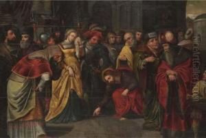 Le Christ Et La Femme Adultere by Frans I Francken