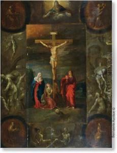 The Golgotha Surrounded By Different Evangelic Scenes The Golgotha Surrounded By Different Evangelic Scenes