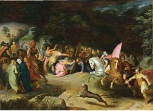 The Road To Calvary With Saint Veronica Wiping Christ's Head With Her Veil by Frans III Francken