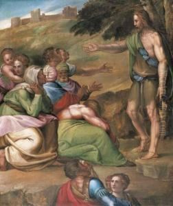 Saint John The Baptist Preaching In The Wilderness by Battista Franco
