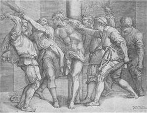 The Flagellation (le Blanc 7; Bartsch Xvi, 10) by Battista Franco