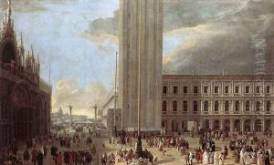 Piazza San Marco with Jugglers by Luca Carlevaris