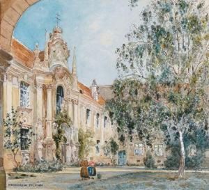 The Entrance To The Augustine Canons Monastary In Durnstein by Friedrich Frank
