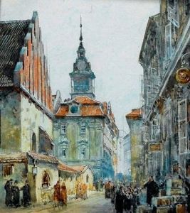 The Old Synagogue In Prague by Friedrich Frank