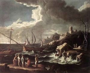 Seascape 1690s by Luca Carlevaris