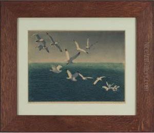 Seagulls At Sea by Hans Frank