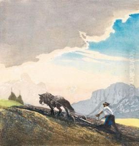 Bei Der Feldarbeit by Hans Frank