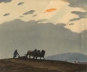 Farmer At Field Work by Hans Frank