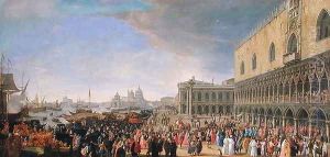Arrival of the Comte Languet de Gergy at the Palazzo Ducale, Venice, November 1726 by Luca Carlevaris